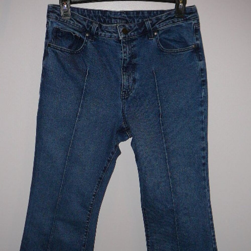 Ophelia Roe Women's Medium Wash Pleated Straight Leg Blue Jeans-Size 16
